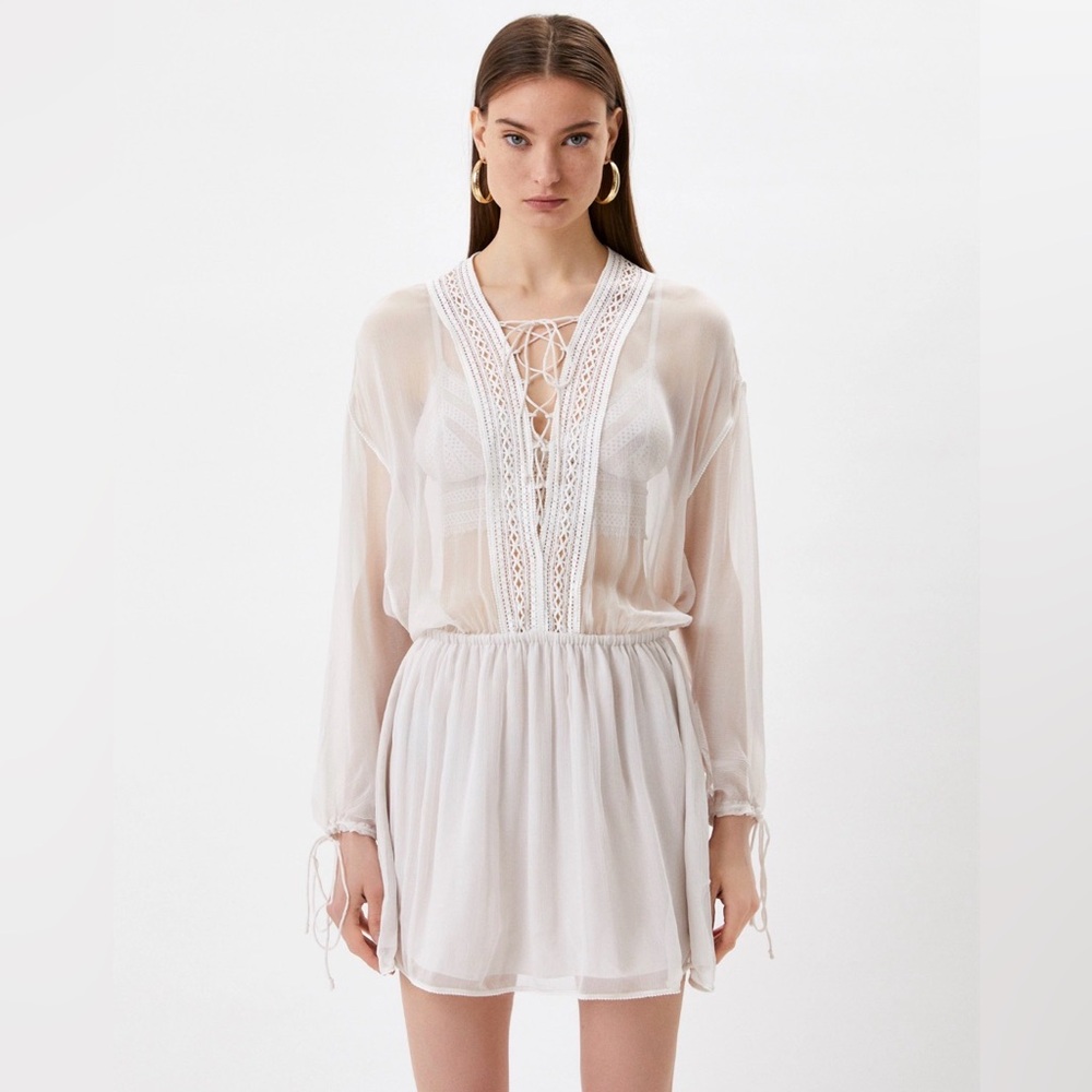 IRO Emmene Blush pink lace mini dress size XS